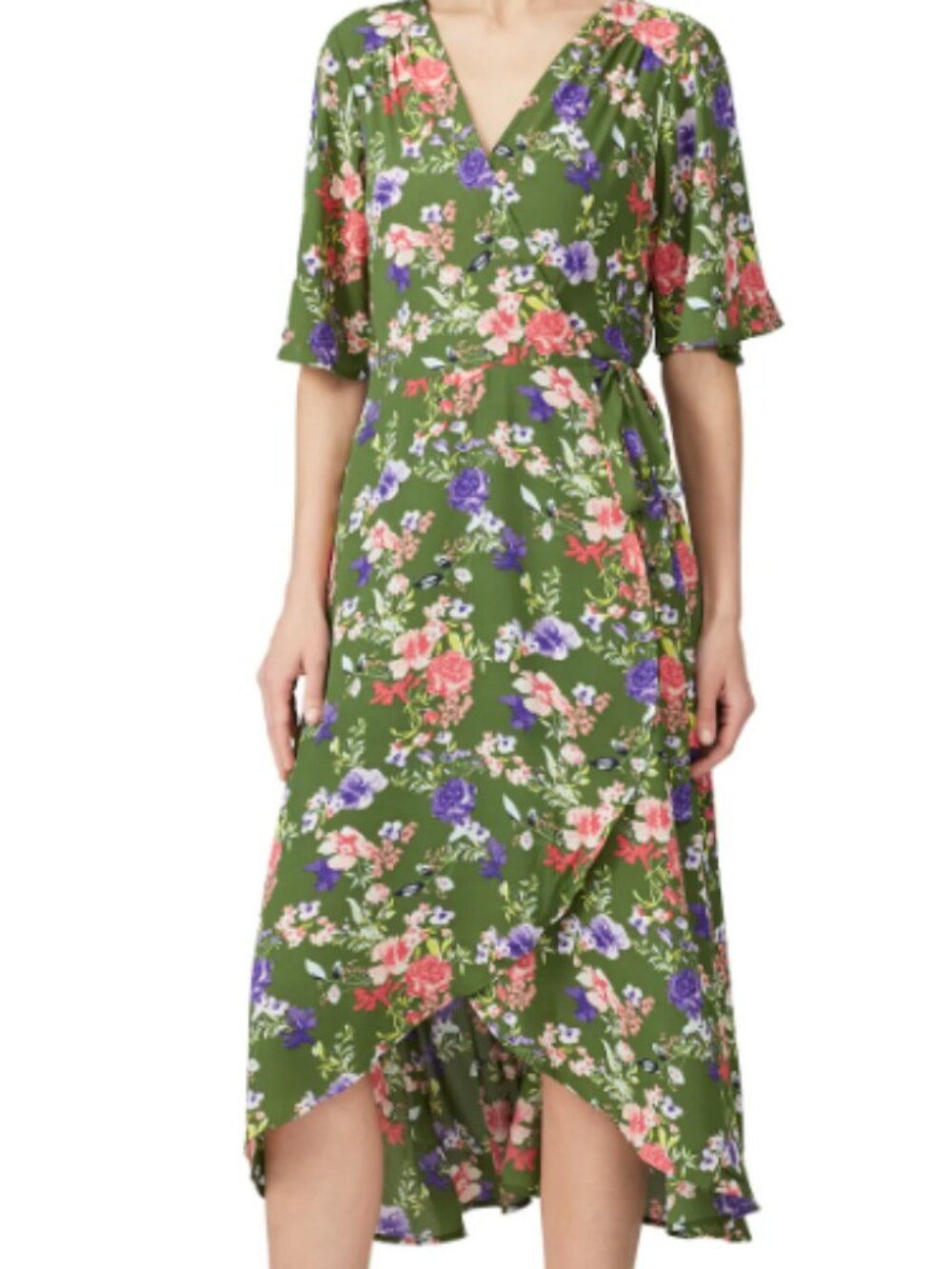 B Collection by Bobeau Printed Orna Wrap Dress - M